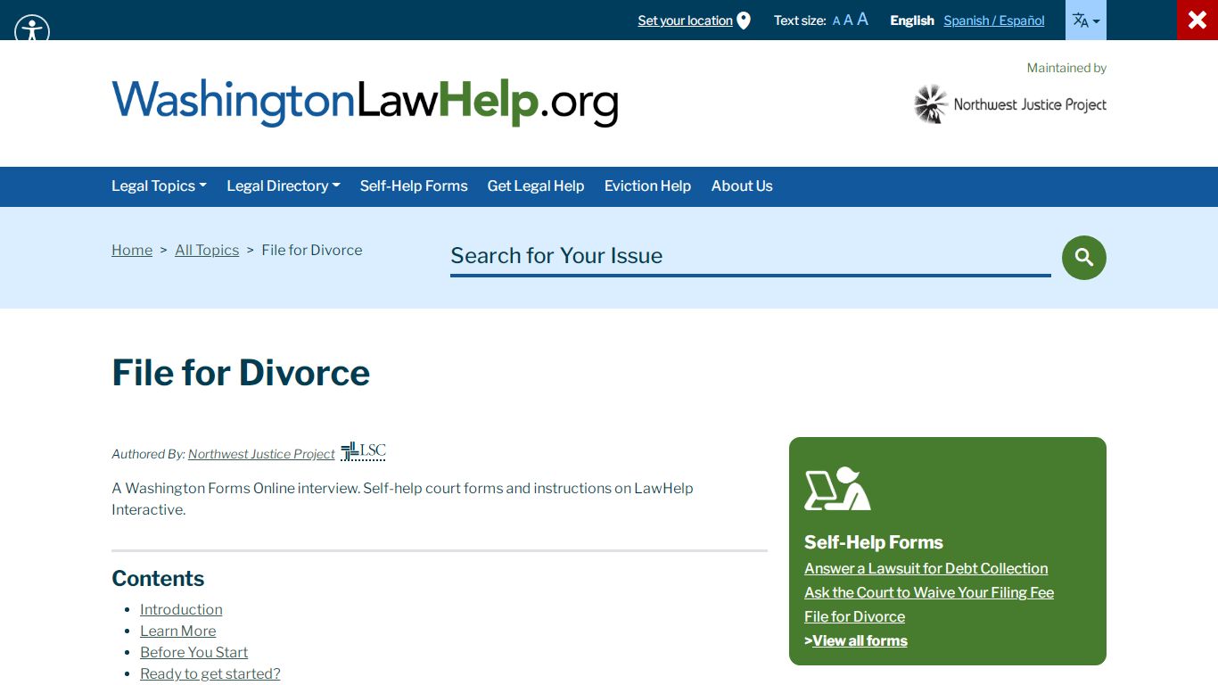 File for Divorce - Helpful information about the law in Washington.
